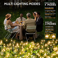 Nuevo 2 en 1 Luz de luciérnaga con energía solar Impermeable Starburst Viento Oscilante Luces de luciérnaga Decoración Vacaciones al aire libre Jardín Luz solar
