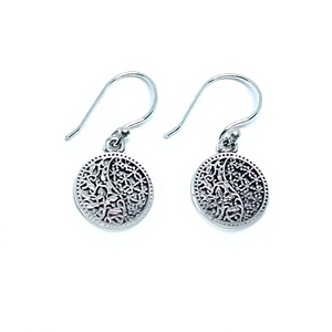 Wholesale Custom <b>Small</b> Drop Bohemia Style <b>Earrings</b> for Women Girls Minimalist Round <b>Silver</b> Plated Brass Anniversary <b>SILVER</b> ZONE - Product Image 4