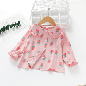 Nouvelles chemises pour petites filles, mode printemps-été, imprimé fruits, chemisiers pour bébés filles, jolies blouses à manches longues à volants, vêtements pour enfants - Product Image 3