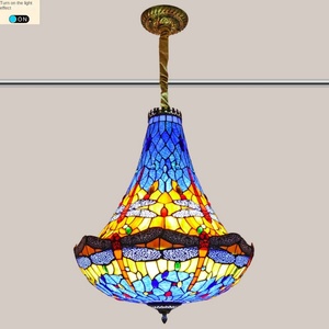 Lámpara de Techo de Vidrio Tiffany Hecha a Mano, Estilo Retro Creativo, Nueva Lámpara Colgante Mediana para Restaurante, Cafetería o Bar - Product Image 5