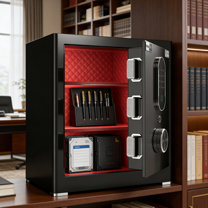 Coffre-fort XT45 en acier avec serrure à empreintes digitales, <span class=keywords><strong>code</strong></span> électronique en option et clé, pour la maison, la banque, l'hôpital, l'école, la chambre, l'hôtel - Product Image 1