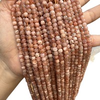 Perles en vrac de pierre de soleil naturelle facettée en cube de 4 mm, fil de pierres précieuses orange pour la fabrication de bijoux, vente en gros, fournitures DIY, bracelet, collier