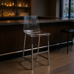 Ensemble de 2 tabourets de bar transparents et chromés - Product Image 2