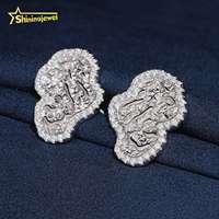 Boucles d'oreilles clous en moissanite 925 de grande taille 23,4 mm, style rappeur, serties de diamants, certifiées GRA, testées au diamant testeur