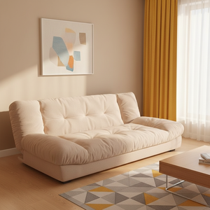 Canapé-lit pliant multifonctionnel en tissu rembourré avec coussin en éponge, cadre en bois, dossier capitonné, style nordique moderne – Vente chaude - Product Image 2