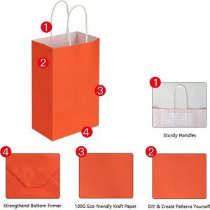 Small Kraft Bags with Handles Paper Birthday <b>Wedding</b> Party Favors Grocery Retail Shopping Business Sacks Thick Kraft Paper Bag - Product Image 6