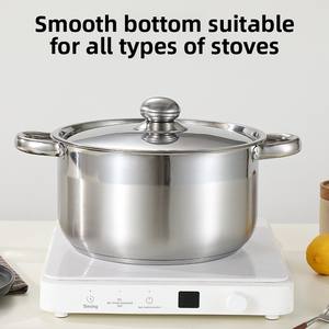 Ensemble de 10 casseroles en acier inoxydable tri-couches de haute qualité, design classique, couleur argent, avec couvercles, collection de casseroles saines pour soupes - Product Image 5