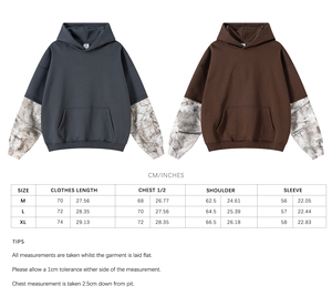 Sweat à capuche oversize vintage camouflage deux pièces avec impression numérique, style streetwear hiver, doublé et zippé, décontracté - Product Image 5