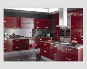 Armoires de cuisine modernes en laque rouge brillante - Product Image 1