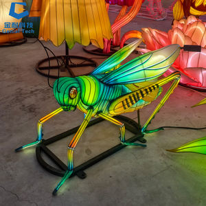 SGFL437 Lanterne chinoise en soie en forme d'insecte pour Thanksgiving, structure en acier, étanche, ensemble pour festival lumineux - Product Image 3