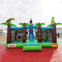 Aire de jeux gonflable Jungle Commerciale pour Enfants, Combo Toboggan et Château Gonflable, Parc d'Attractions, Ville de Jeux pour Tout-petits, Capacité 300KG