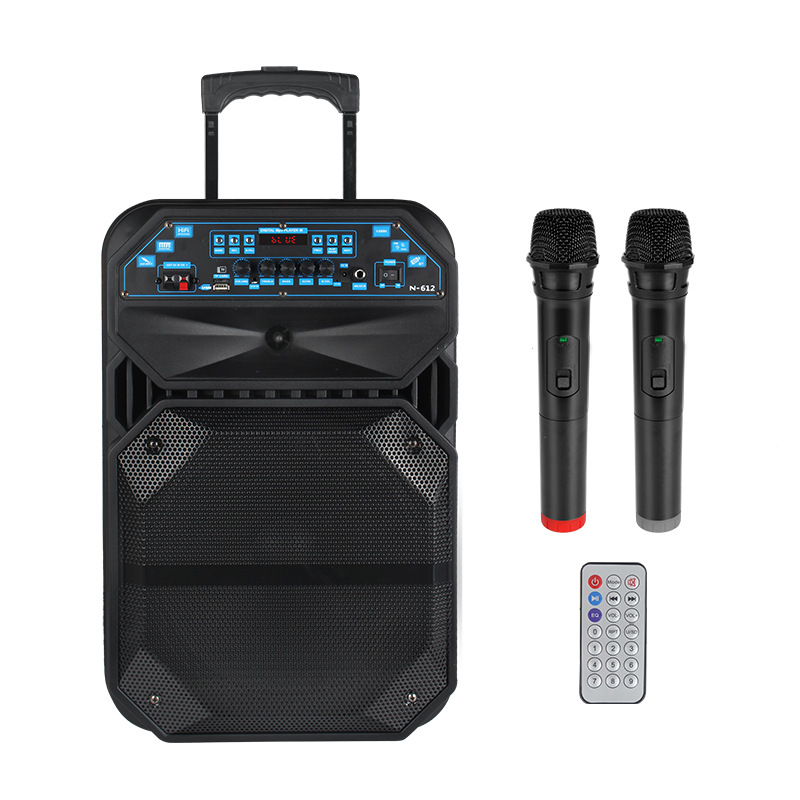 N612 Micrófono inalámbrico dual de 12 pulgadas, alto volumen, ideal para bailes cuadrados.