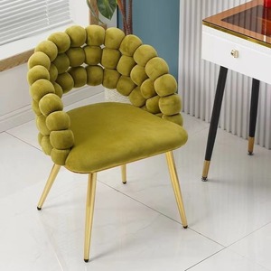 Commercio all'ingrosso <span class=keywords><strong>poltrona</strong></span> imbottita sedia da pranzo mobili da giardino in velluto moderno sedia da pranzo con <span class=keywords><strong>gambe</strong></span> in metallo dorato - Product Image 4
