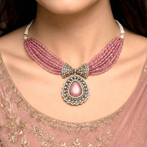 Conjunto de Collar y Pendientes de Latón Chapado en Oro Estilo Victoriano Polki Kundan para Novia, Joyería Festiva Clásica para Fiesta de Boda para Mujer - Product Image 1