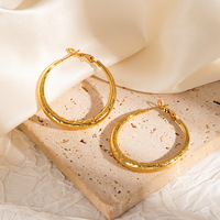 Ensemble de boucles d'oreilles minimalistes géométriques en acier inoxydable doré, créoles ouvertes en forme de C, boucles d'oreilles huggie en maille perlée pour femme, bijoux