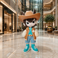 Escultura Grande de Vaquero de Dibujos Animados en Fibra de Vidrio, Estatua de Personaje Mascota de FRP para Decoración de Arte Callejero en Centros Comerciales