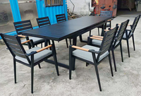Ensemble de mobilier de jardin moderne pour patio, balcon, chaise avec accoudoirs en aluminium imperméable, ensembles de salle à manger, table de salle à manger d'extérieur, ensemble de 8 chaises empilables