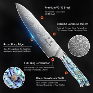 Couteau de chef Homeful Damascus Guyto, couteau de cuisine, acier VG10 67 couches, ambidextre, 8-9,9 pouces, lame droite avec manche en acrylique - Product Image 3