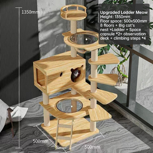 Pakeway, cápsula espacial de salto multicapa de sisal natural moderno de lujo barato, marco de torre de garra de gato Bantam, casa de árbol de gato de madera - Product Image 6
