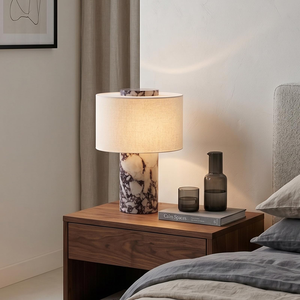 Rechargeable Marble <b>Table</b> Lamp Linen Shade Cordless Touch Dimmable Bedside Ambient <b>Light</b> Luxury Cylindrical Desk Lamp - Product Image 5