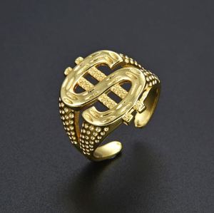 <b>Pop</b> Hip Hop Dollar Sign <b>Ring</b> Opening Design Adjustable Punk Hand Jewelry Wholesale - Product Image 4