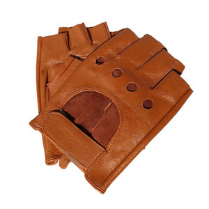 Gants de moto sportifs mi-doigts en cuir de mouton personnalisés en usine pour l'extérieur - Product Image 1