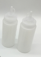 Bouteille en plastique durable de 16 oz à presser, bouteille de sauce de cuisine avec des mesures discrètes pour le ketchup, les sauces BBQ