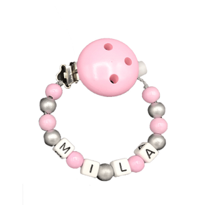 Catena per ciuccio con nome Perle di legno argentate (Bambino / Bambina) - Product Image 5