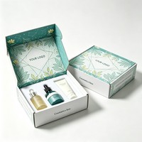 Boîte d'expédition en carton ondulé personnalisée à faible MOQ avec logo imprimé pour cosmétiques, boîte d'expédition recyclable pour envoi aérien, emballage pour ensemble de cosmétiques
