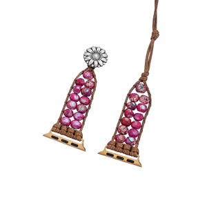 Bracelet de montre Bohême Fruit 38-45MM pierre de jaspe naturel perlé tressé Bracelet Bracelet fait à la main 3 couches Wrap Apple <span class=keywords><strong>E</strong></span> Bracelet de montre - Product Image 5