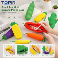Trousse à crayons en silicone en forme de fruits et légumes, avec fermeture éclair, pour enfants, vente en gros