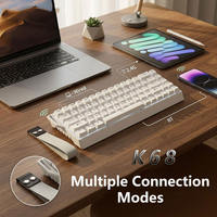 Clavier mécanique K68 OEM/ODM avec touches PBT, disposition 65 %, sans fil/tri-mode, rétroéclairage RGB pour le gaming