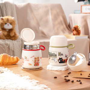 Contenitore Termico per Alimenti in Acciaio Inox 316 per Bambini con Design Cartoon, Porta Pranzo per Ufficio e Campeggio con Cucchiaio, 42ml - Product Image 2