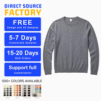 Pull en cachemire pur à 100% pour homme, tricoté, doux et chaud, col rond, design de créateur, fabrication directe de la Mongolie intérieure