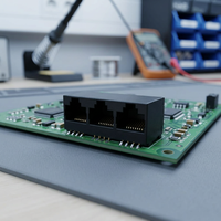 Bloc de connecteurs RJ45 8 ports, connecteur Ethernet femelle, montage sur circuit imprimé, boîtier en plastique, contact en laiton