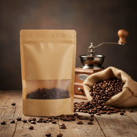 Guangzhou Direct leverbaar Ecologisch verantwoorde Kraft papieren staande pouch met ritssluiting, mat transparant venster, vochtbestendig, geurdicht, voedselzak