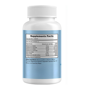 Cápsulas de Complejo de Magnesio 4 en 1 de Marca Privada OEM, Mezcla de Glicinato, Malato, Citrato y Taurato de Magnesio de Alta Absorción - Product Image 2