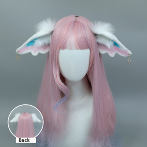 E0014 Bandeau en fourrure d'agneau avec breloques en forme de croix, mignon bandeau en peluche avec oreilles d'<span class=keywords><strong>animaux</strong></span>, accessoire de cosplay Kawaii Lolita - Product Image 3