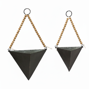 กระถางปลูกดอกไม้แบบเรียบง่ายกระถางต้นไม้สีดำติดผนังทรงสามเหลี่ยมสำหรับตกแต่งบ้านและร้านอาหาร - Product Image 1