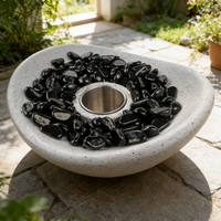 Brasero en fibre de verre pour l'extérieur, brasero rond haut de gamme pour villa extérieure, table de brasero autoportante