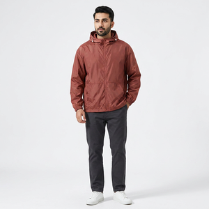 Zipper up Polyester Sports <b>Jacket</b> Unisex Custom <b>Long</b> Sleeve <b>Men</b> Windbreaker Hoodie Stand Collar Front Logo - Product Image 1