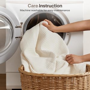 Manta de gofres de algodón <span class=keywords><strong>Madison</strong></span> Park Ivory 100% tamaño completo/Queen decoración versátil para el hogar para cama y sofá - Product Image 6