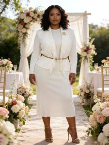 Nuovo Arrivo Elegante Completo Midi con Maniche Lunghe e Frange per Donna Ultima Moda Miyaki Taglie Forti Casual Set Due Pezzi - Product Image 4