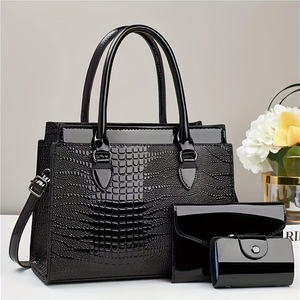 Sac à main fourre-tout décontracté de grande capacité pour femmes pratique bandoulière fermeture à glissière nouvel ensemble trois pièces transfrontalier avec <span class=keywords><strong>crocodile</strong></span> - Product Image 6