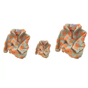 Baby Familie Hoodies 8 Jaar Oude Baby Rits Groene Trui Oranje Bloem Groothandel Moeder En Mij Trui