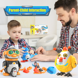 Ensemble de jouets animaux à construire 3-en-1 pour enfants, canard, coq et pingouin, ensemble de jouets interactifs à démonter avec des sons et des actions uniques - Product Image 6