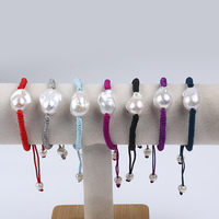 Bracelet ajustable fait main en perles véritables de forme baroque pour femmes et dames