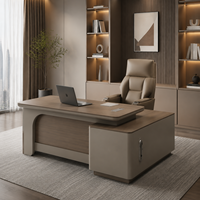 Bureau de direction contemporain avec armoire latérale, table de luxe pour PDG, mobilier de bureau personnalisé, vente en gros d'usine