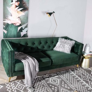 Juego de Sofás Acolchados de Terciopelo para Sala de Estar, Estilo Rústico Moderno, Sofá Chesterfield Rosa, Muebles para Sala de Estar, 3 Conjuntos - Product Image 5