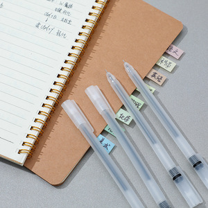 Carodi <b>White</b> Gel <b>Pen</b> 0.5mm Needle Tip Black Ink Transparent Frosted Caps Student Stationery Set - Product Image 4